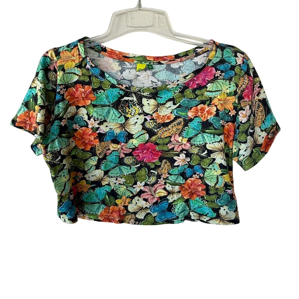 Farm Size M Butterflies Cropped Cotton T-Shirt size M